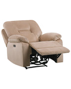 Electric Recliner Chair BERGEN With Footrest LED Velvet Sand Beige