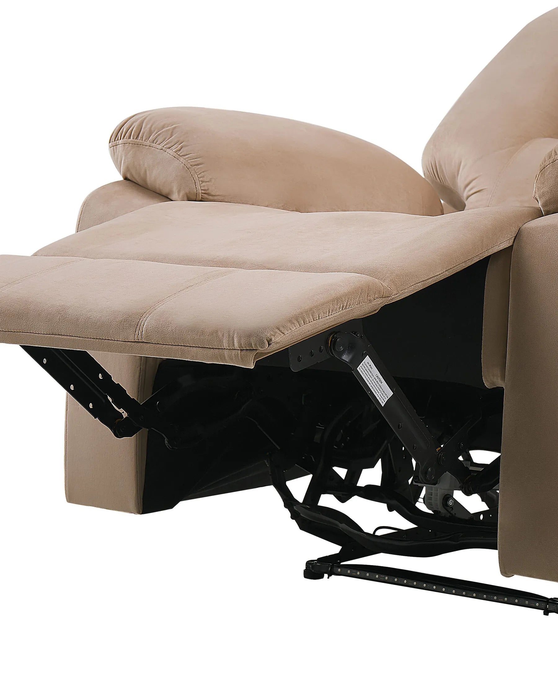 Electric Recliner Chair BERGEN With Footrest LED Velvet Sand Beige