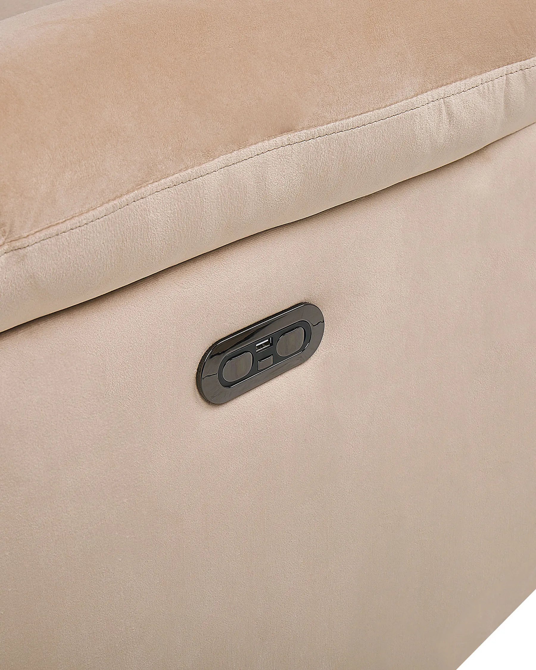 Electric Recliner Chair BERGEN With Footrest LED Velvet Sand Beige