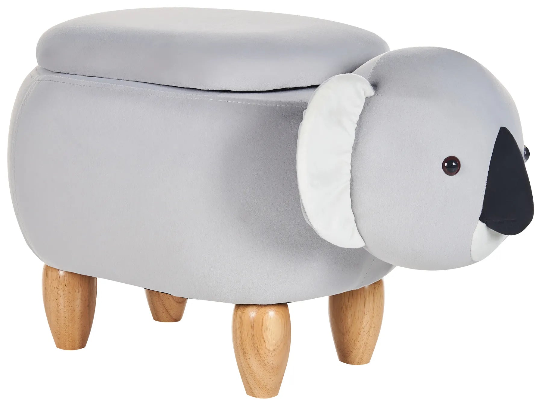 Storage Animal Stool COALA Velvet Light Grey