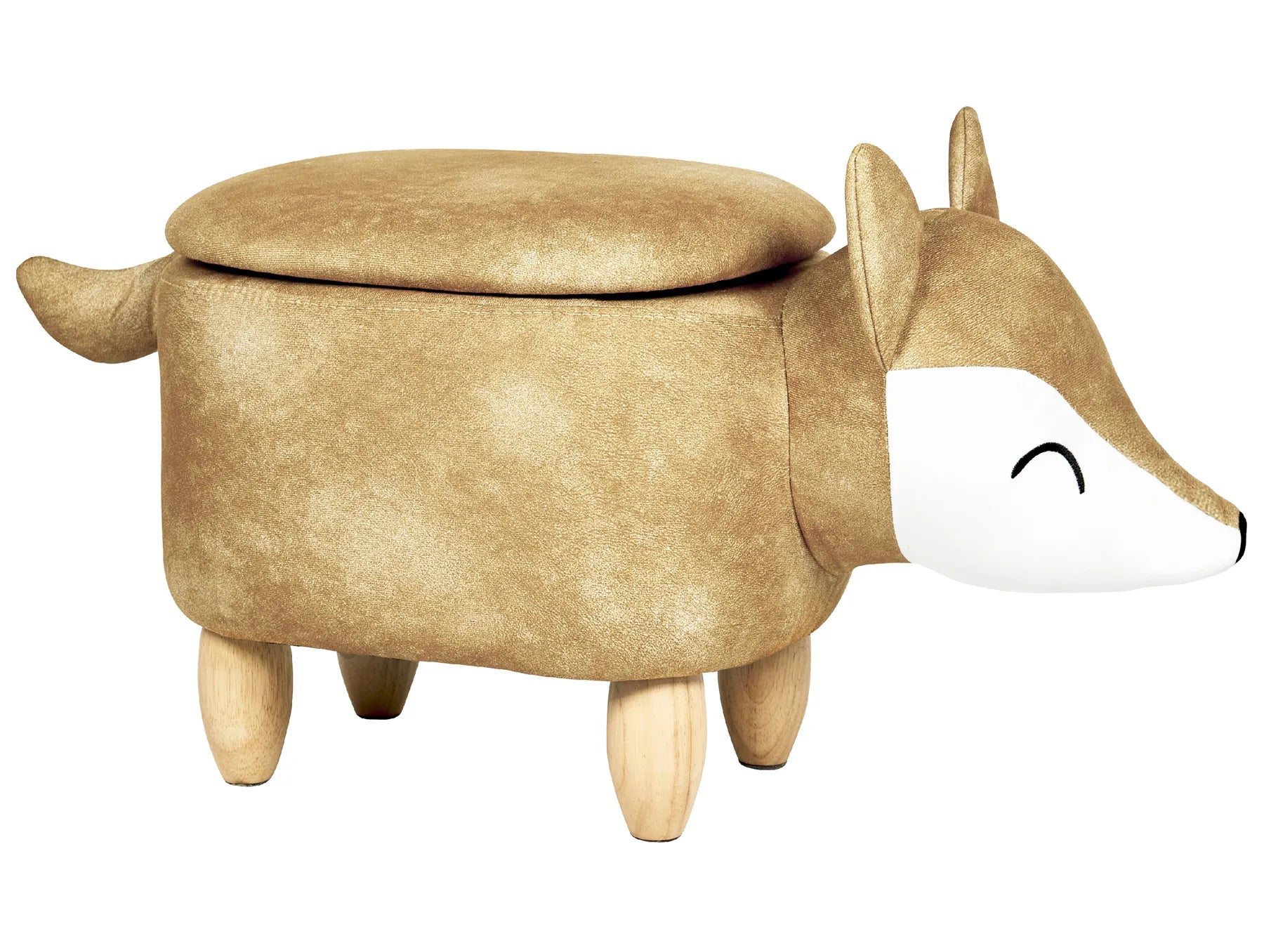 Storage Animal Stool FOX Velvet Orange