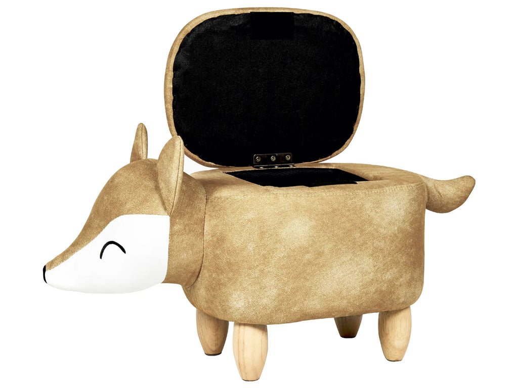 Storage Animal Stool FOX Velvet Orange