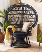 Peacock Chair EMMANUELLE Rattan Black