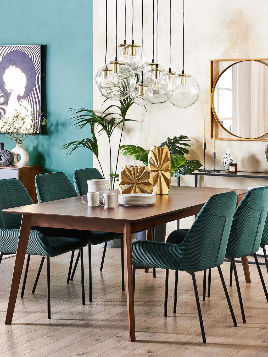 Set of 2 Dining Chairs LOVERNA Corduroy Dark Green