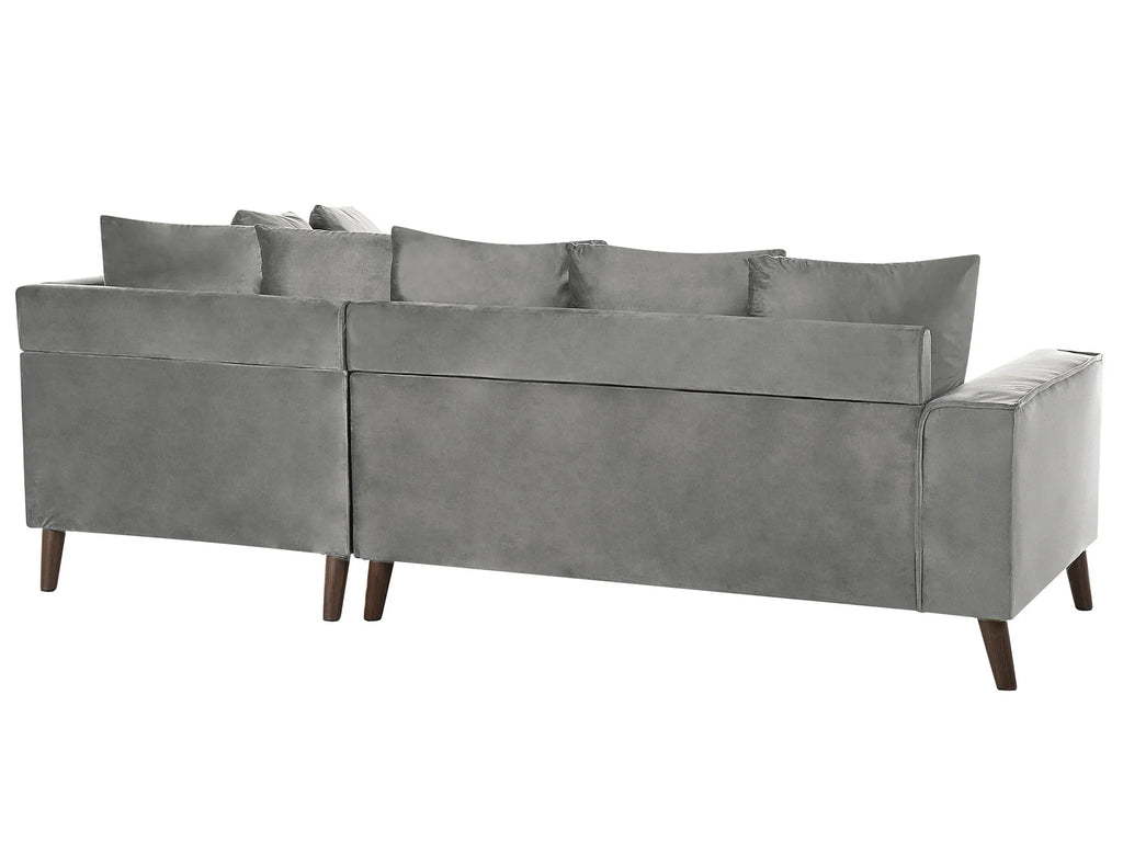 Corner Sofa 3 Seater GRENA Velvet Light Grey Left Hand