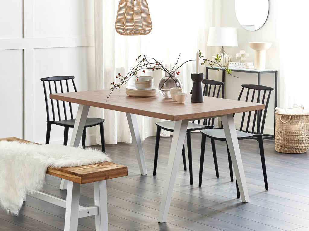 Dining Table Brown/ White 150 cm 90 cm