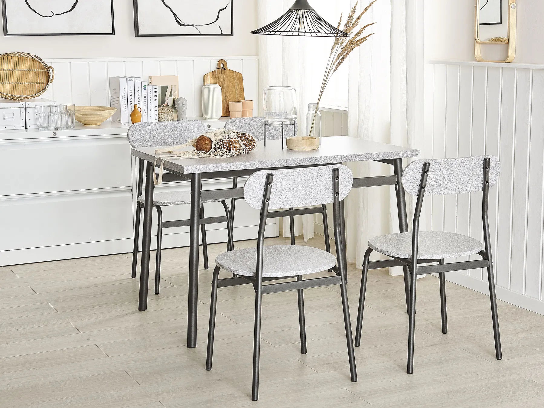 Dining Set VELDEN Light Grey 4 Seater