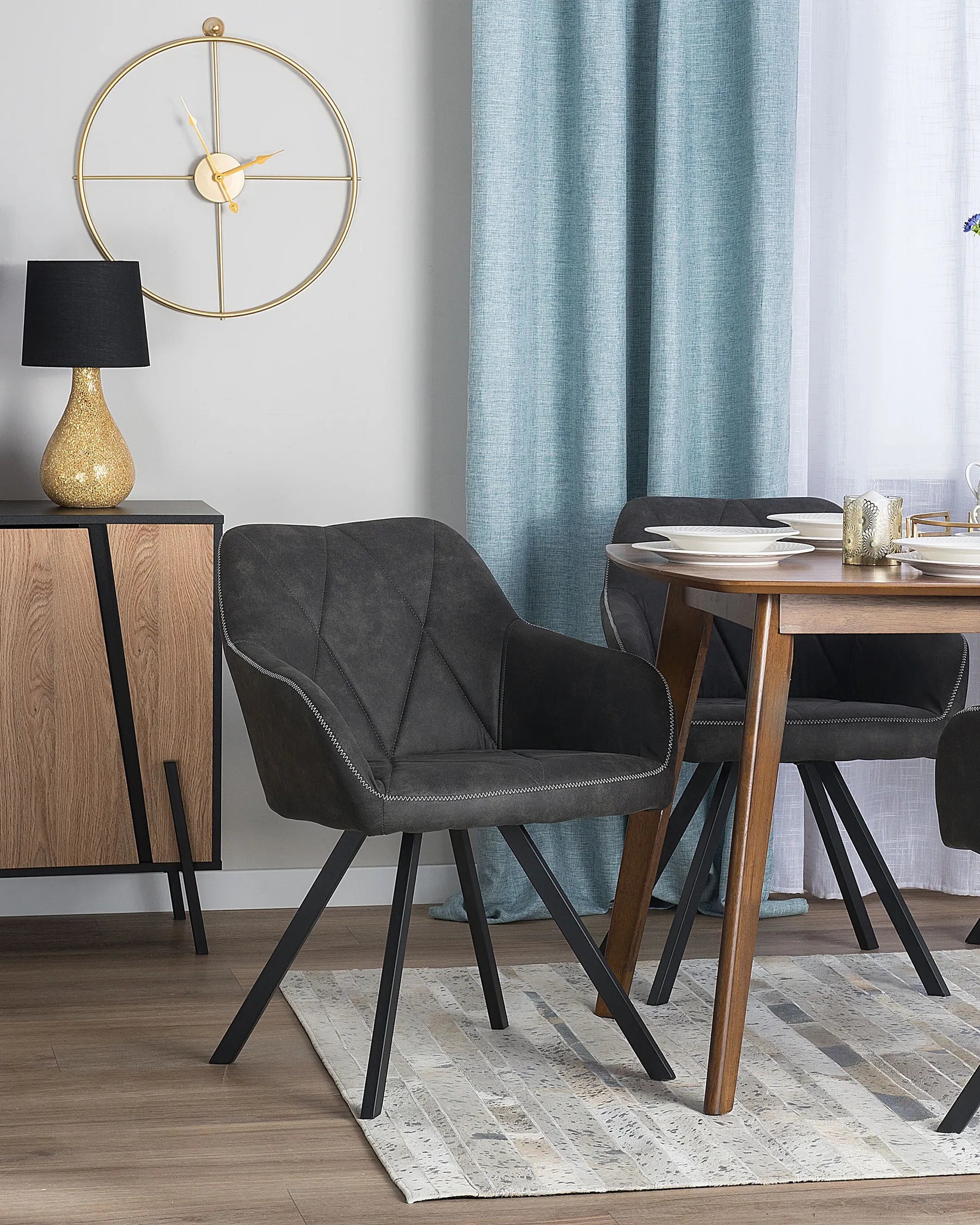 Set of 2 Dining Chairs Dark Grey