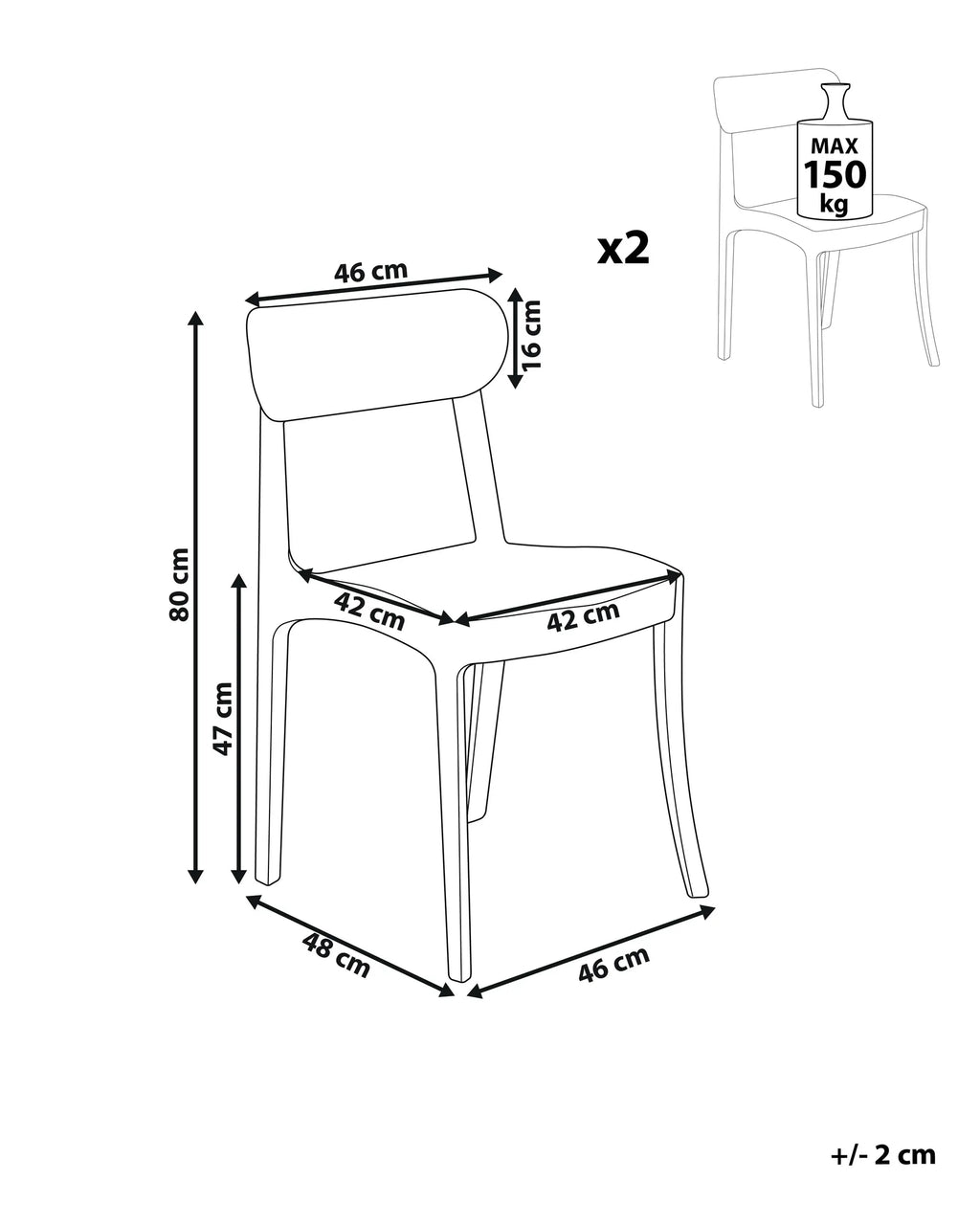 Set of 2 Dining Chairs COVINGTON Transparent