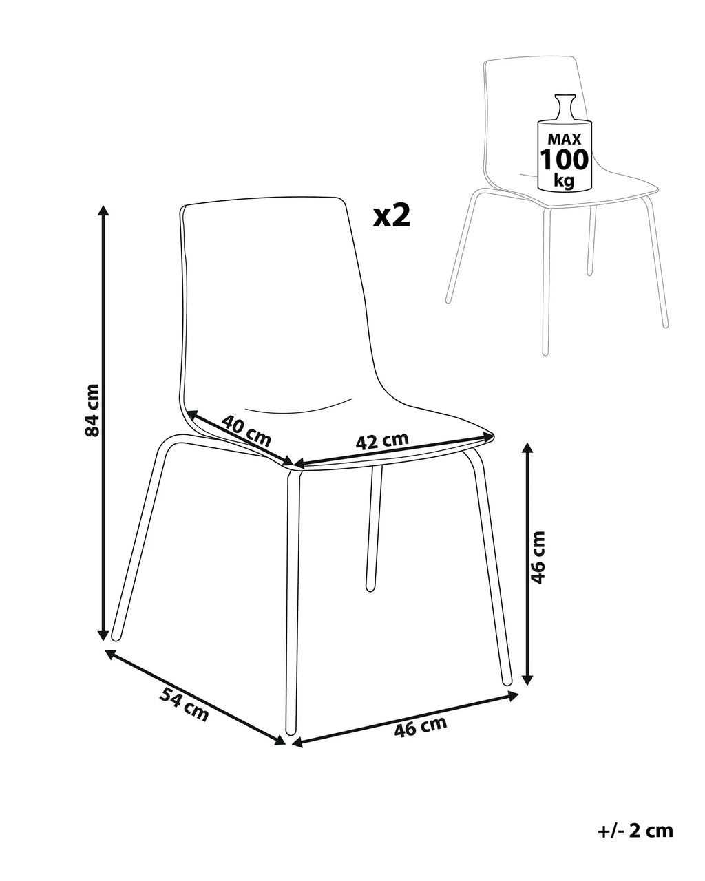 Set of 2 Dining Chairs SILERTON Transparent
