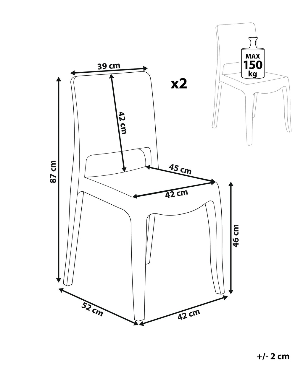 Set of 2 Dining Chairs WESTBRIDGE Transparent