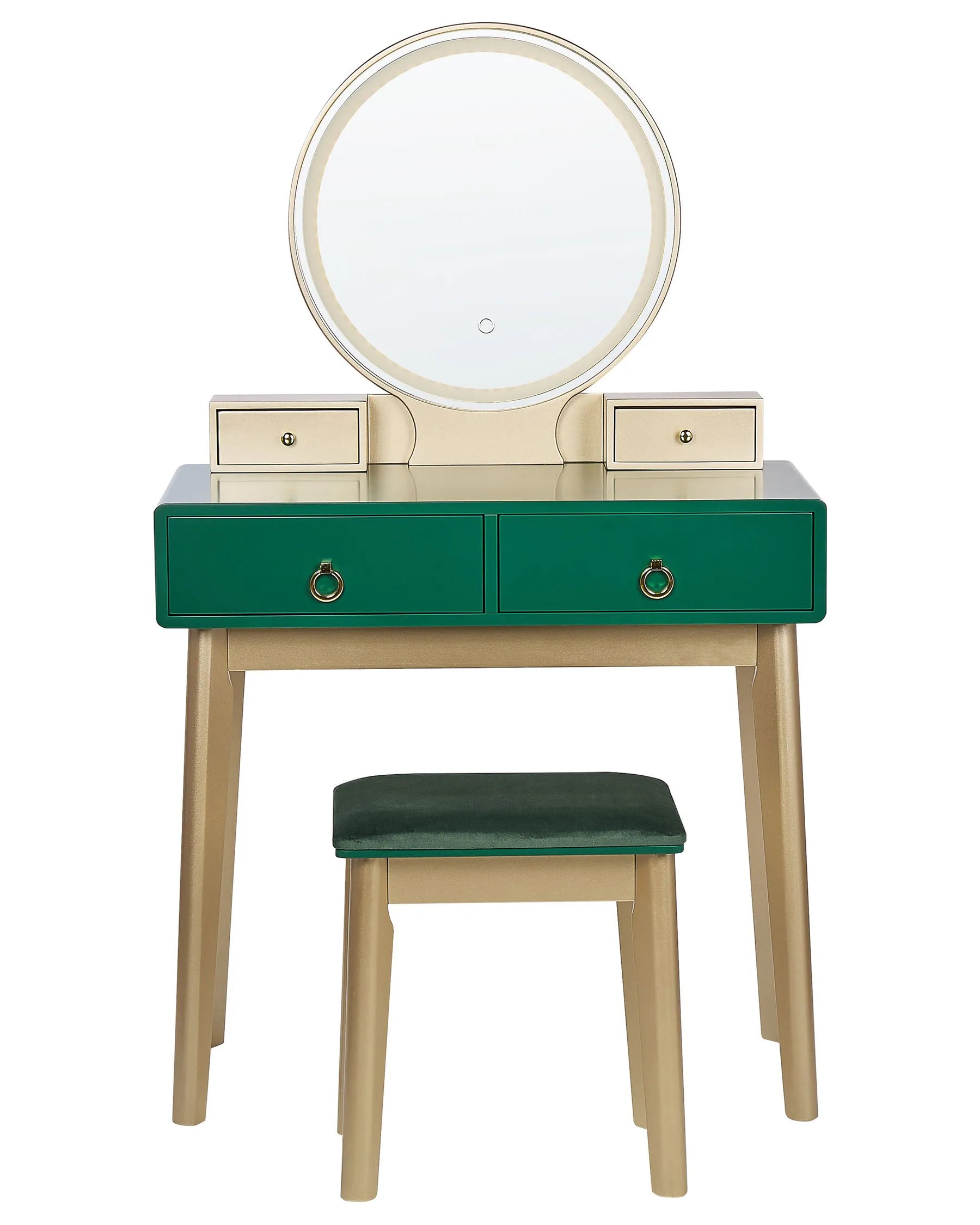 Dressing Table with Mirror and Stool FEDRY LED Emerald Green