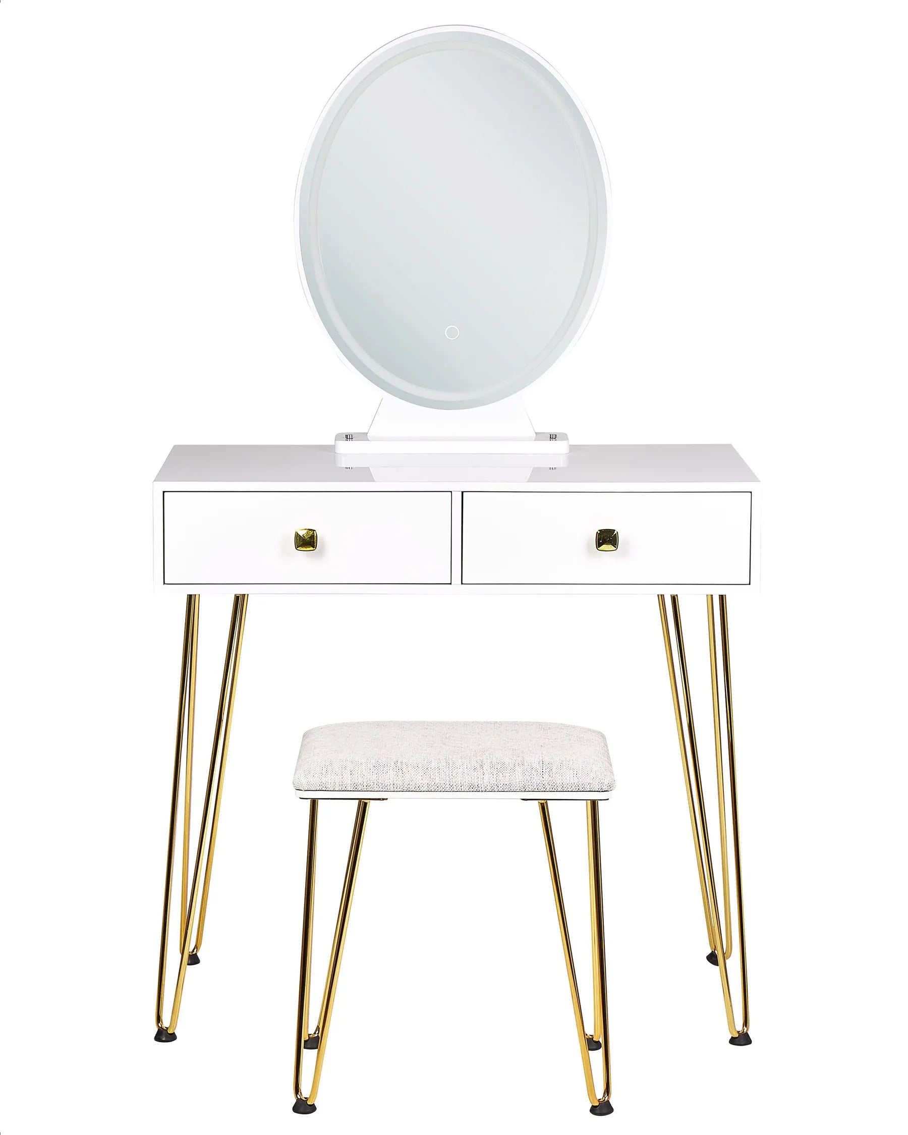 Dressing Table with Mirror and Stool CAEN LED White