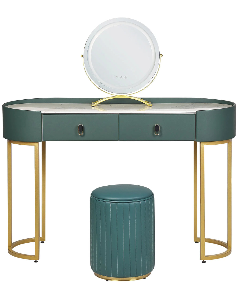 Dressing Table with Mirror and Stool VINAX LED Dark Green