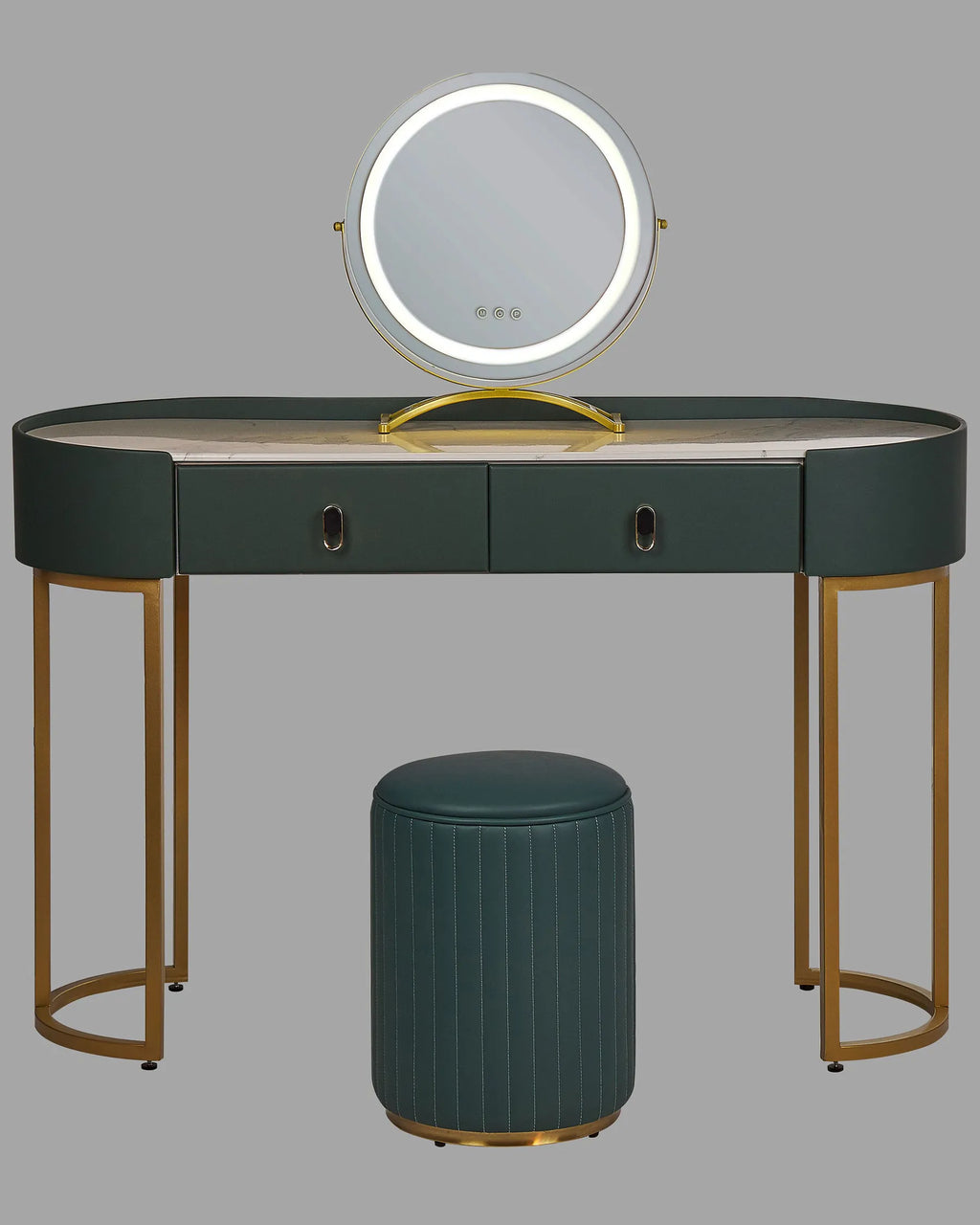Dressing Table with Mirror and Stool VINAX LED Dark Green