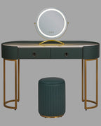 Dressing Table with Mirror and Stool VINAX LED Dark Green