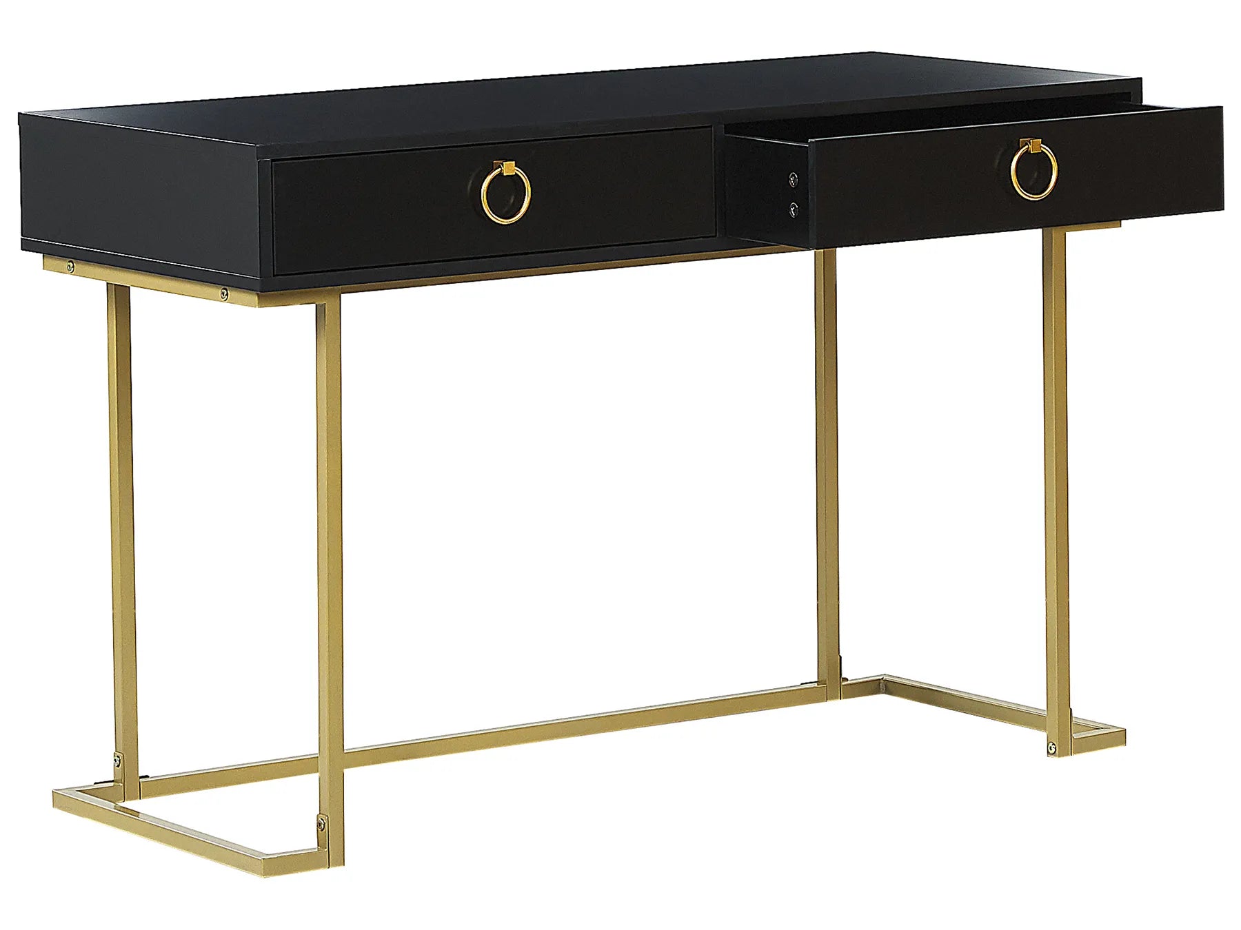 Console Table Home Office Desk WESTPORT Black/ Gold 115 cm 50 cm with Storage