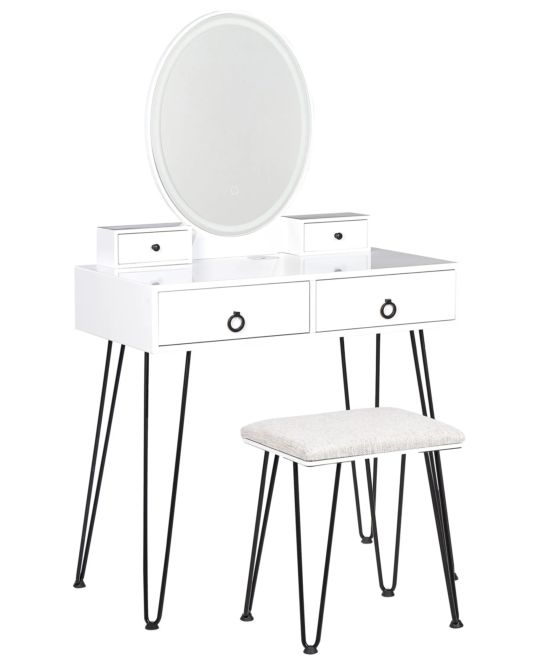 Dressing Table with Mirror and Stool SOYE LED White