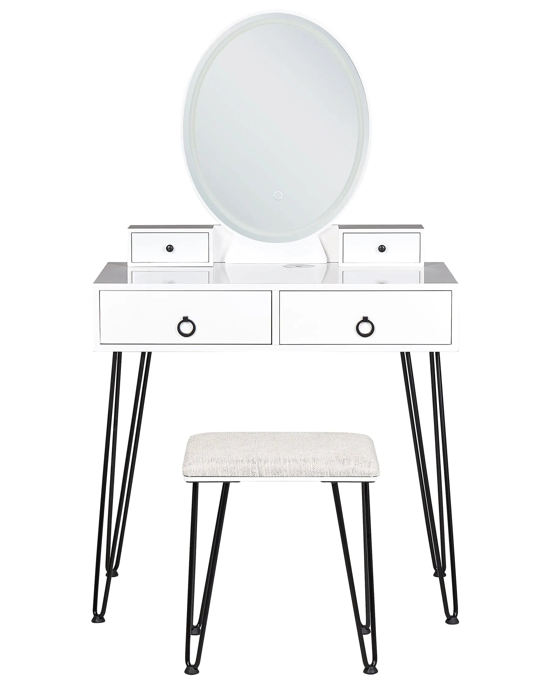 Dressing Table with Mirror and Stool SOYE LED White