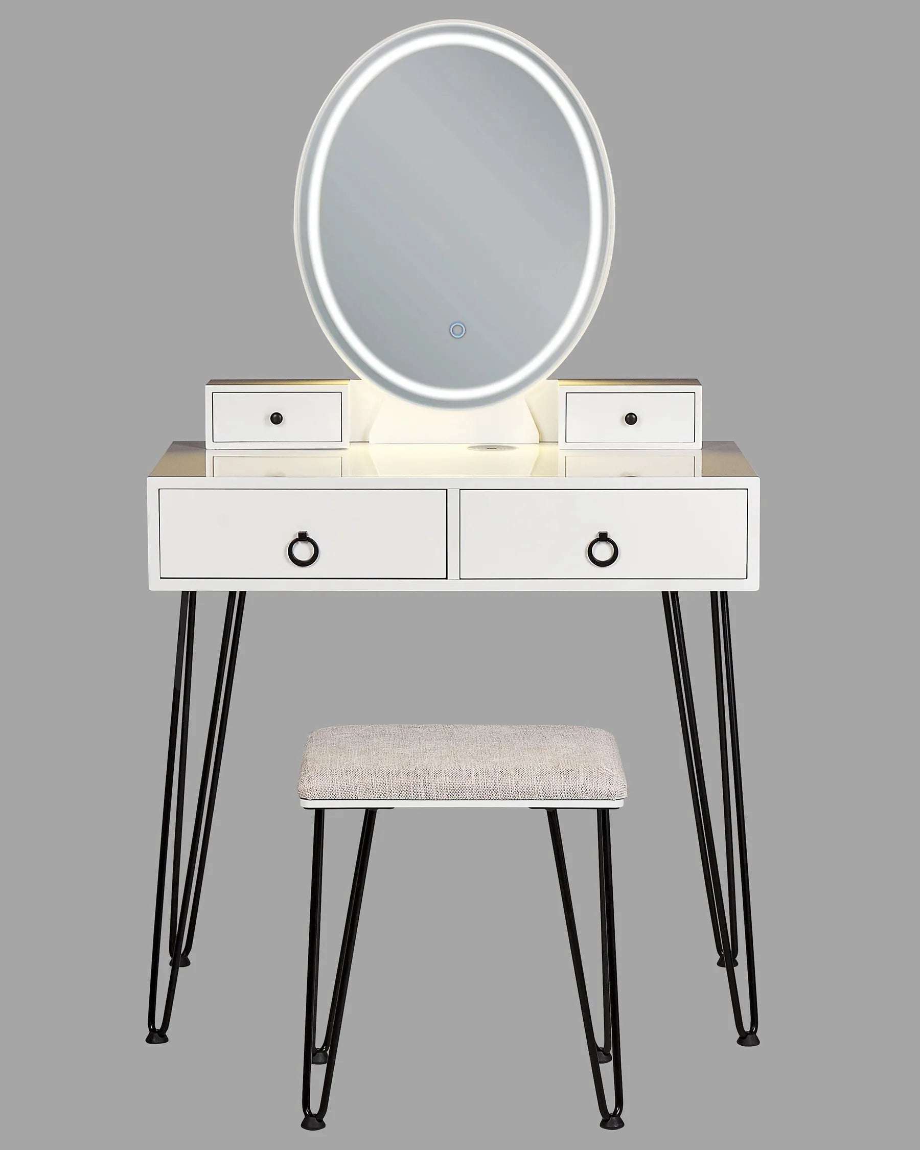 Dressing Table with Mirror and Stool SOYE LED White