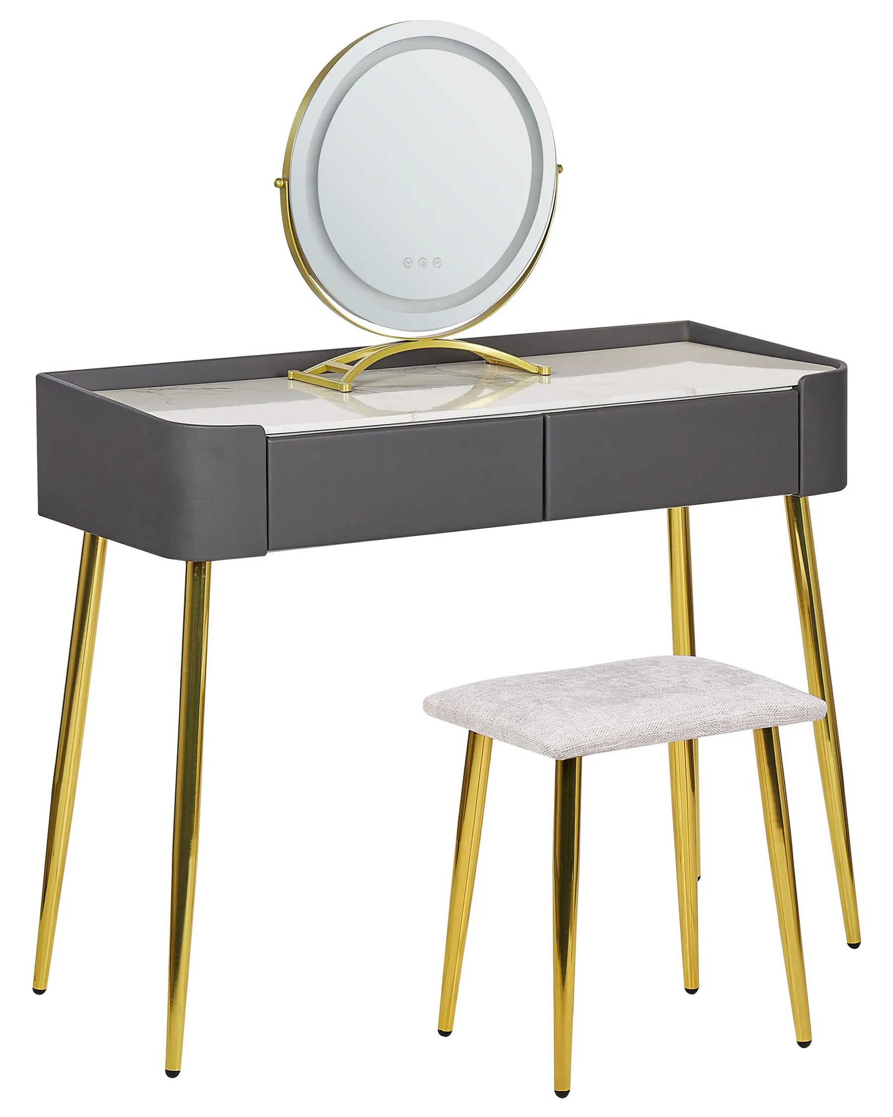 Dressing Table with Mirror and Stool SURIN LED Grey