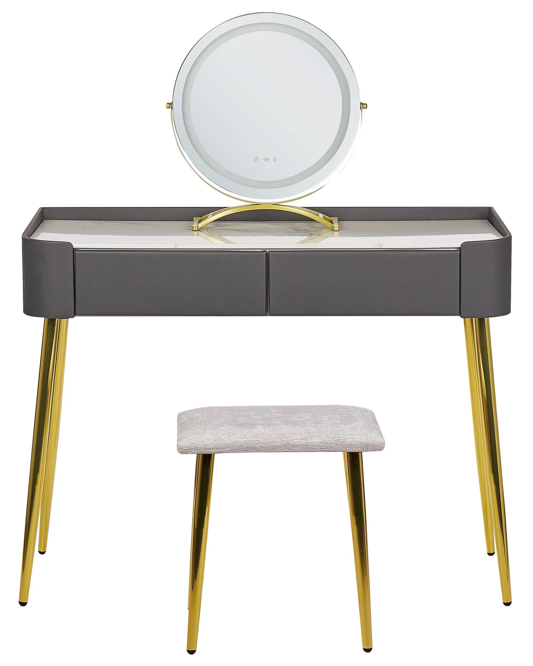 Dressing Table with Mirror and Stool SURIN LED Grey