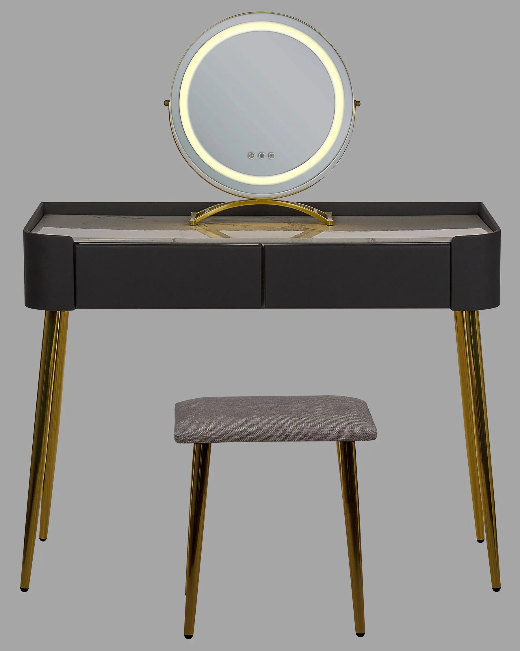 Dressing Table with Mirror and Stool SURIN LED Grey