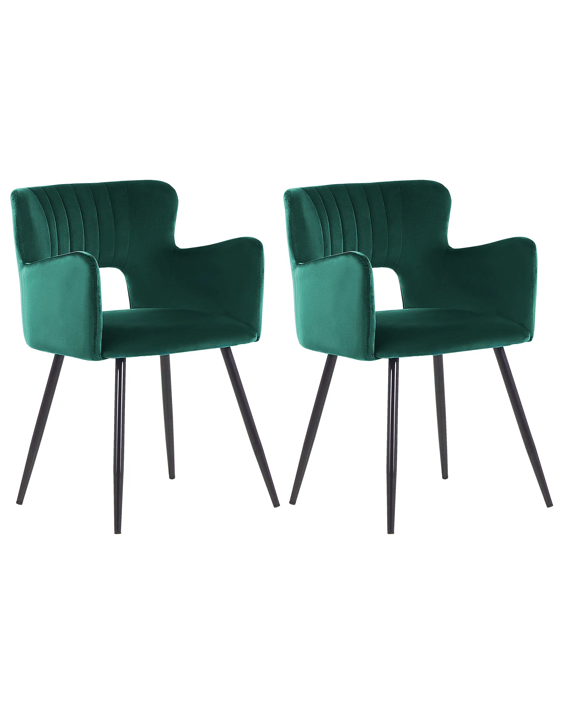 Set of 2 Dining Chairs SANILAC Velvet Emerald Green