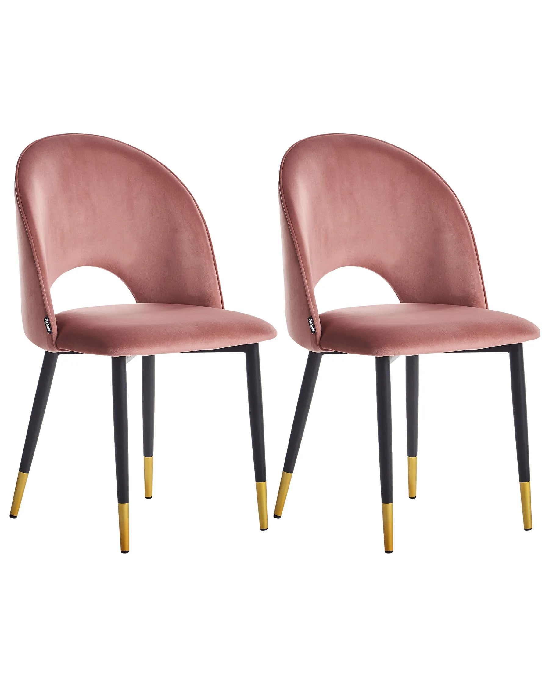 Set of 2 Dining Chairs Velvet Pink