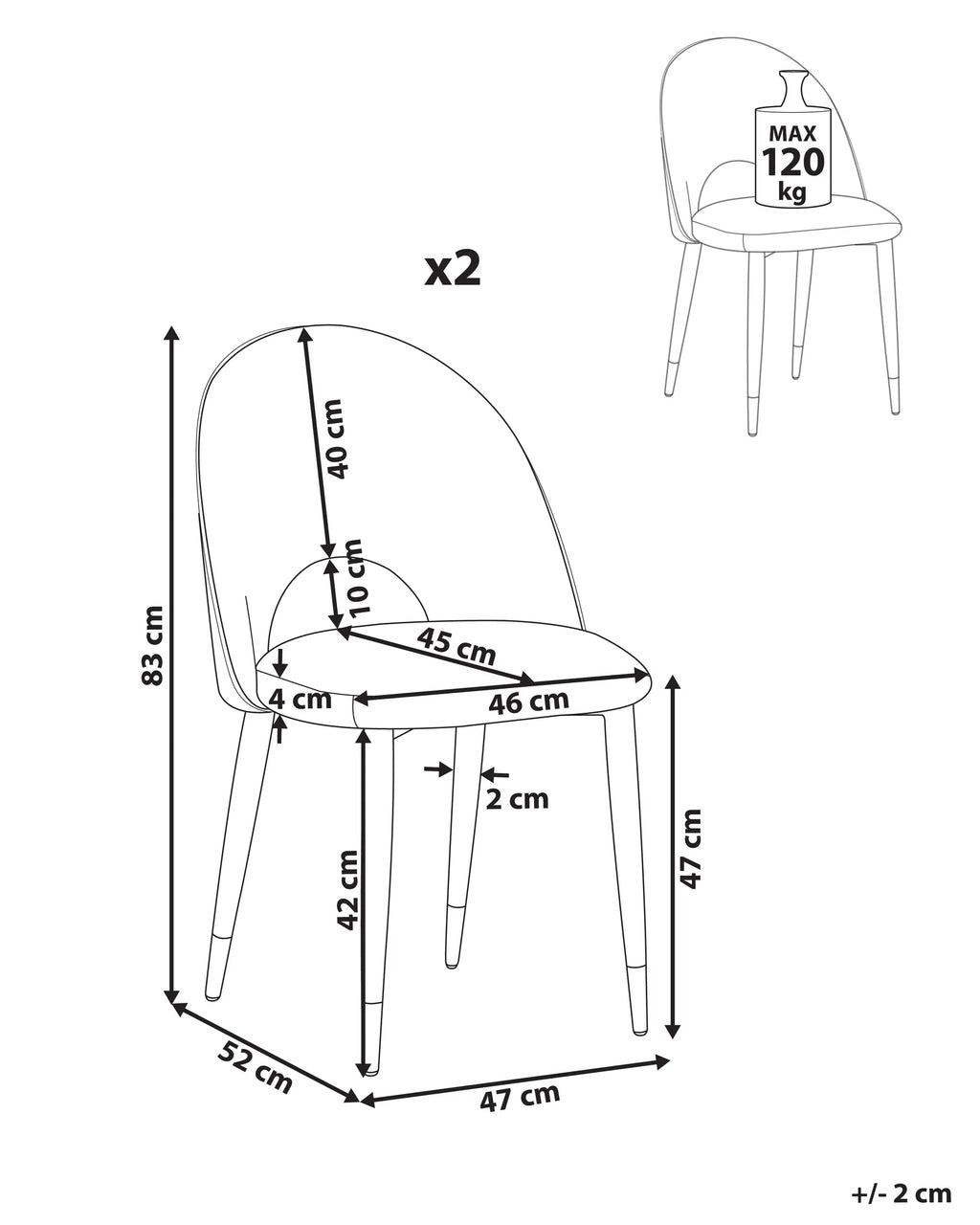 Set of 2 Dining Chairs Velvet Pink