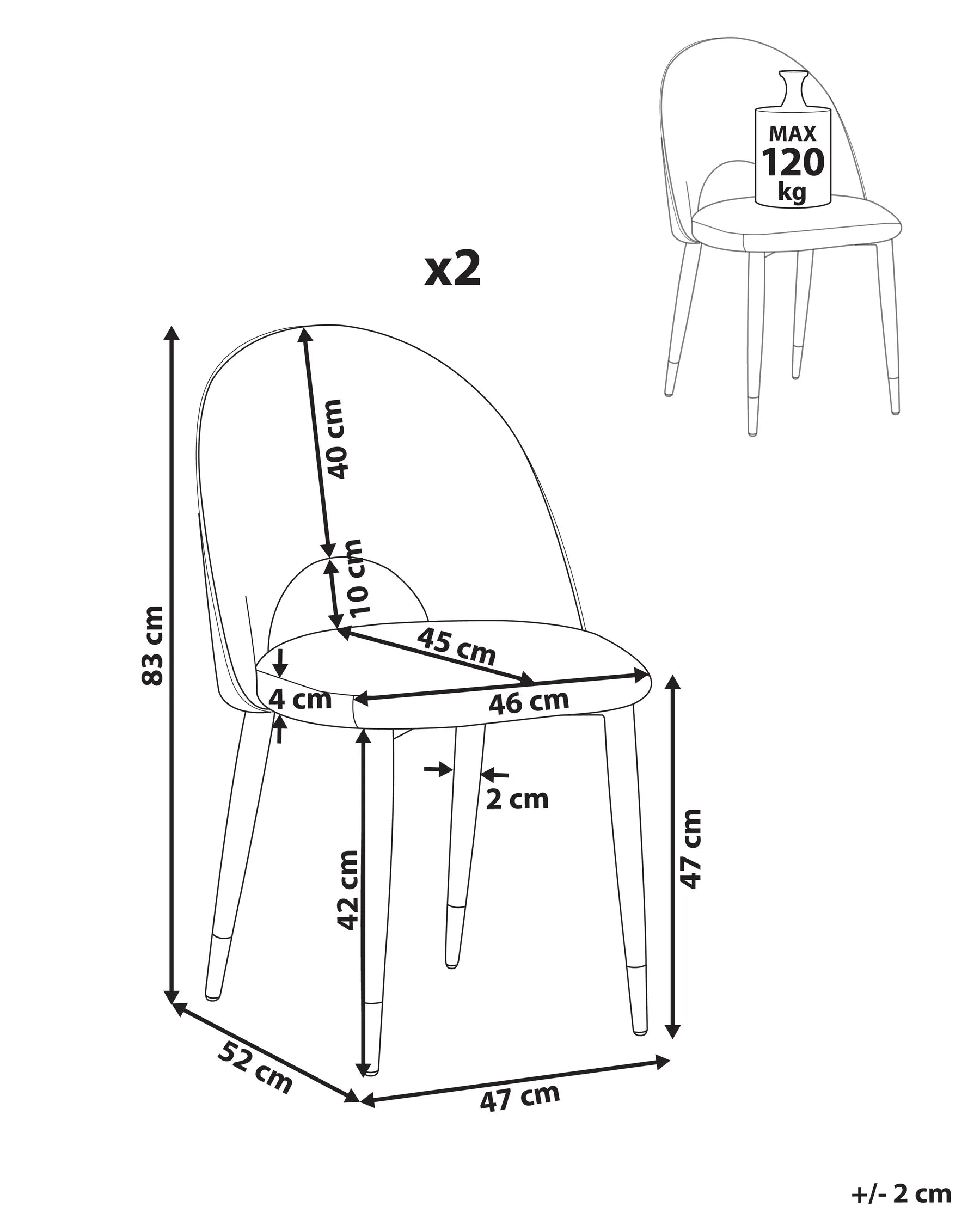 Set of 2 Dining Chairs Velvet Pink