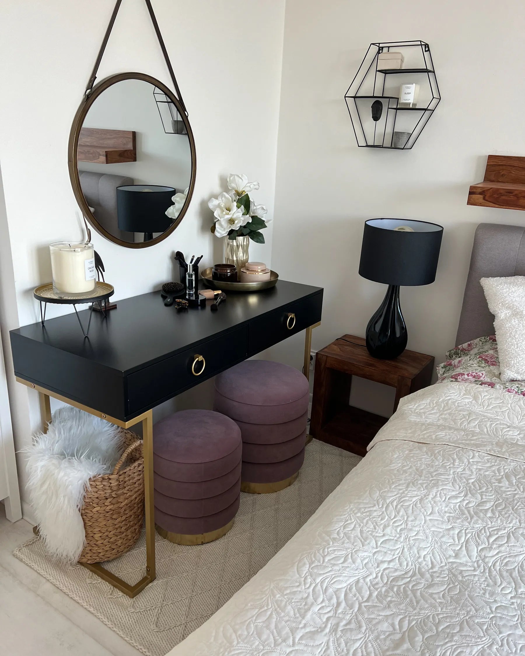 Console Table Home Office Desk WESTPORT Black/ Gold 115 cm 50 cm with Storage