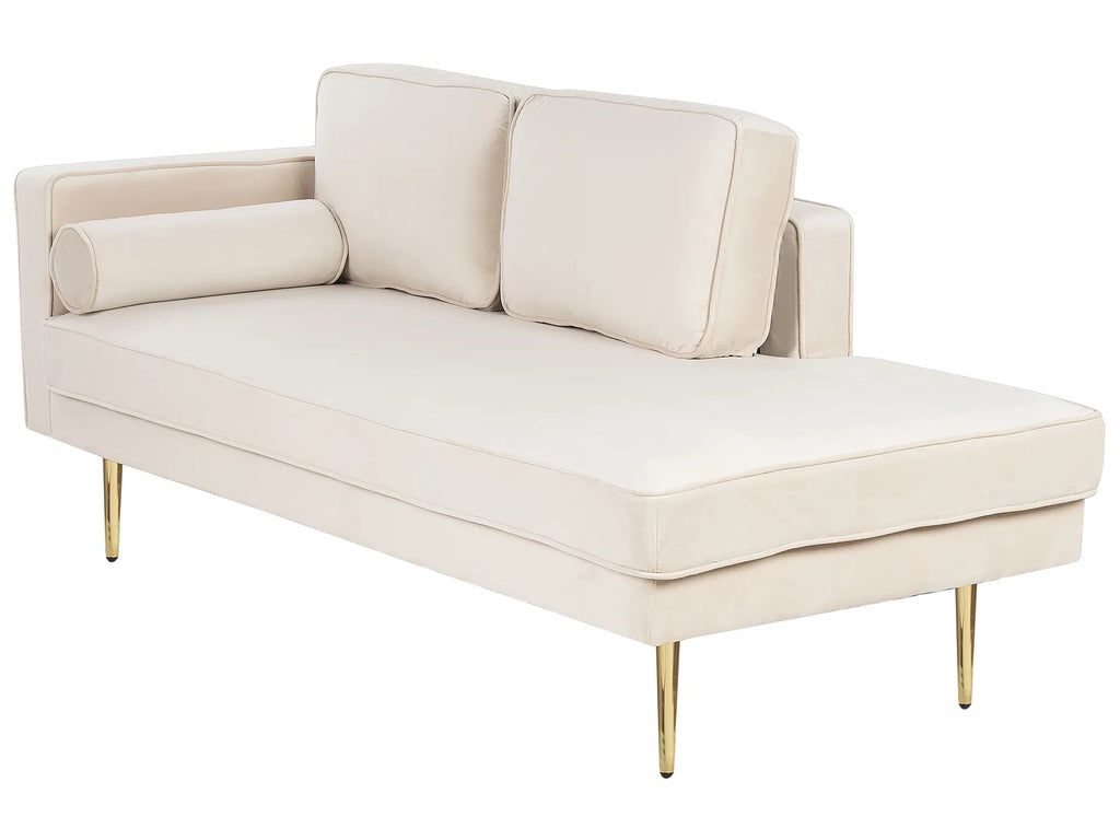 Left-Hand Chaise Lounge MIRAMAS Velvet Beige