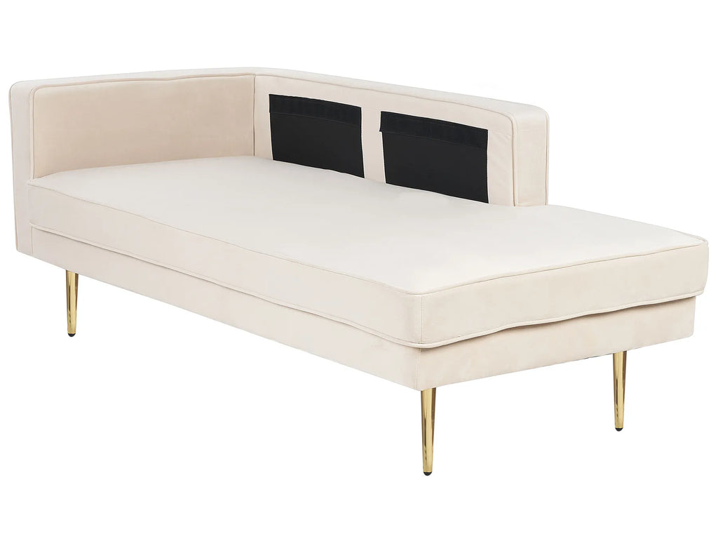 Left-Hand Chaise Lounge MIRAMAS Velvet Beige