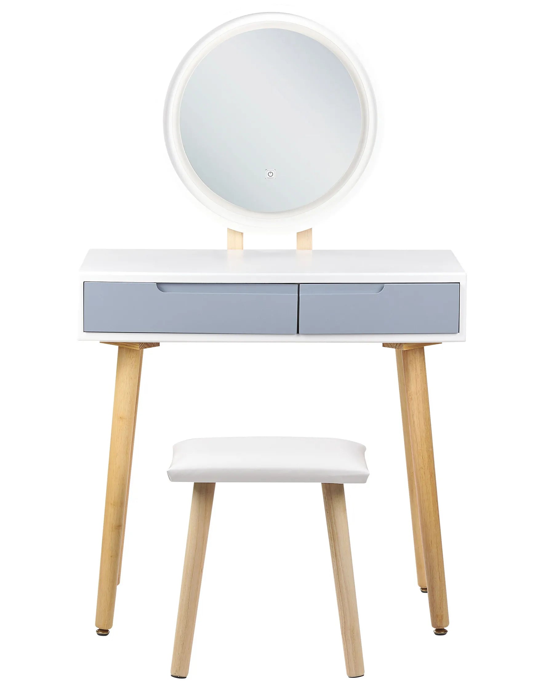Dressing Table with Mirror and Stool JOSSELIN LED White