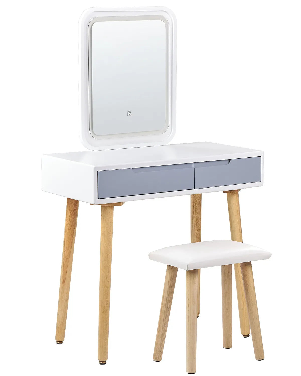 Dressing Table with Mirror and Stool DIEPPE LED White