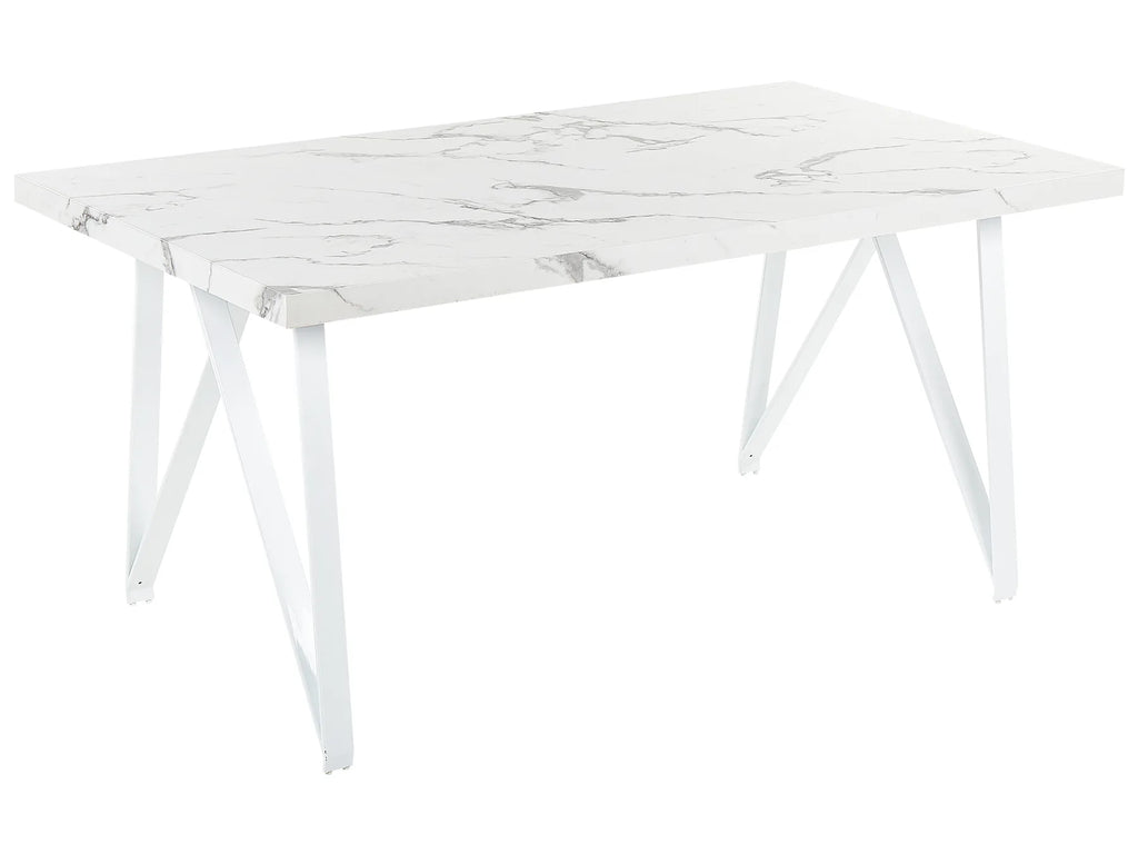 Dining Table GRIEGER White Marble 160 cm 90 cm