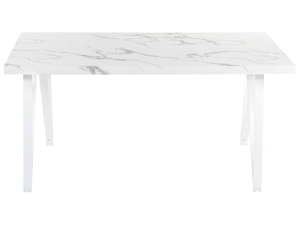 Dining Table GRIEGER White Marble 160 cm 90 cm