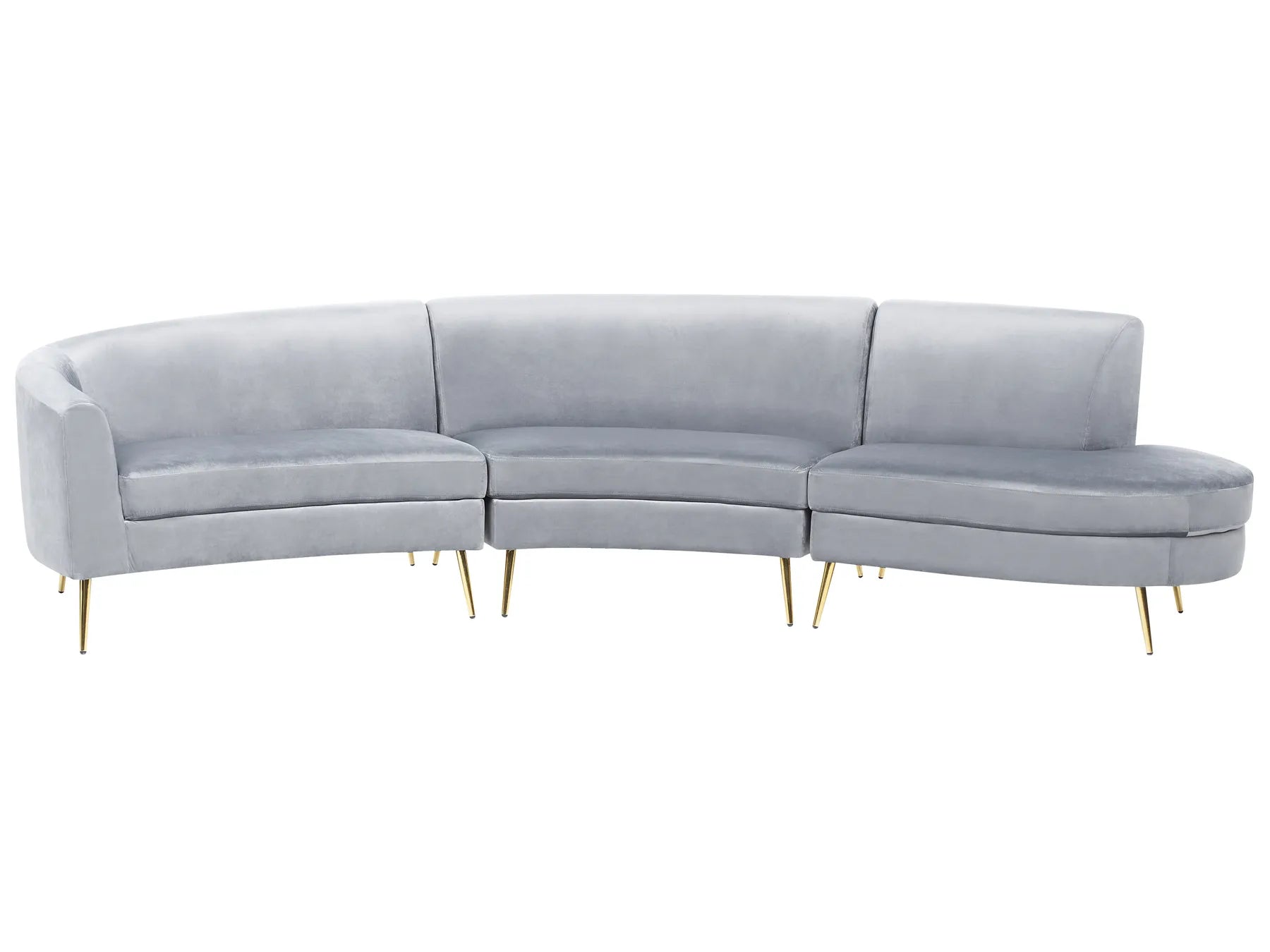 Curved Sofa 4 Seater MOSS Velvet Light Grey
