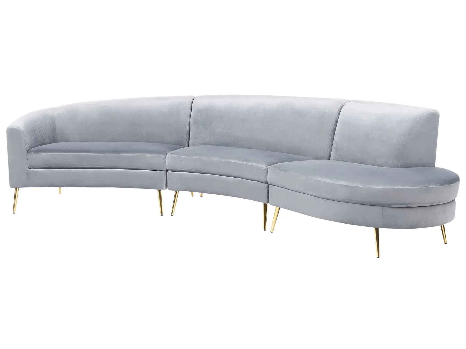 Curved Sofa 4 Seater MOSS Velvet Light Grey