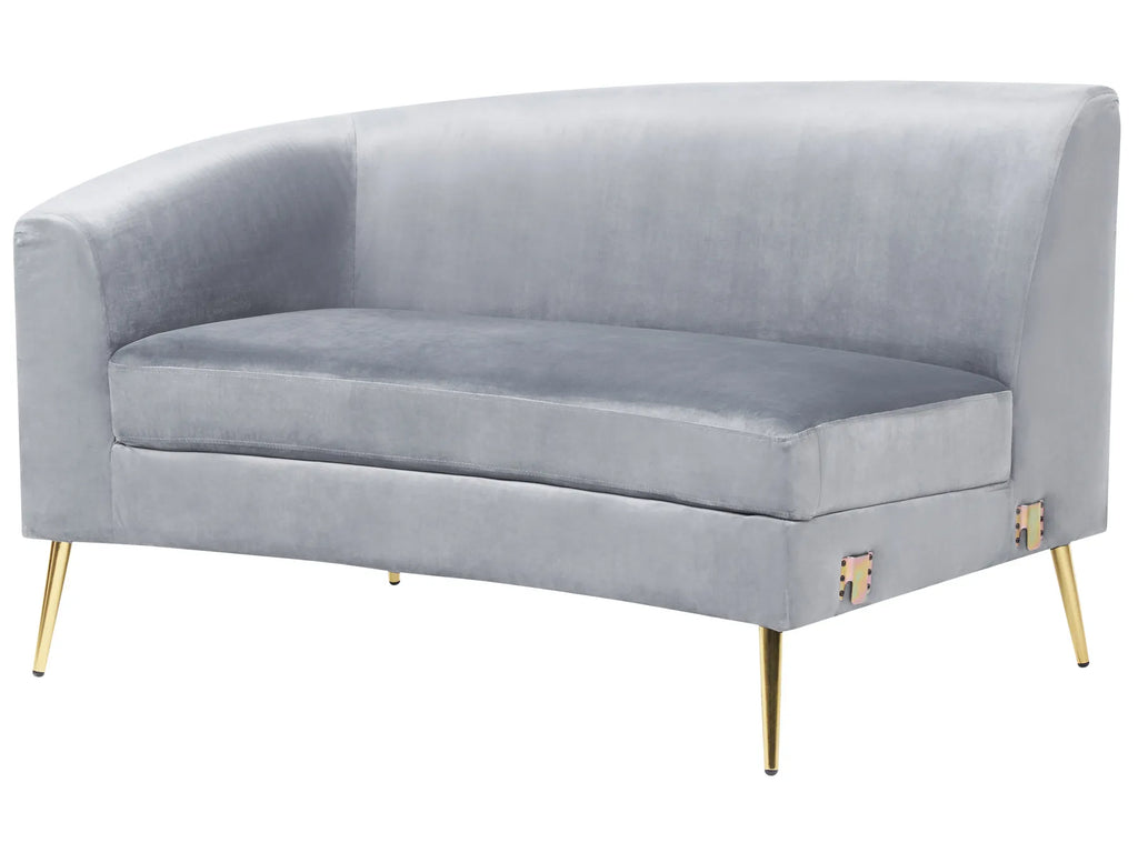 Curved Sofa 4 Seater MOSS Velvet Light Grey