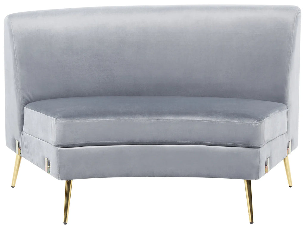 Curved Sofa 4 Seater MOSS Velvet Light Grey