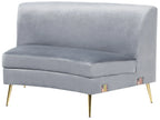 Curved Sofa 4 Seater MOSS Velvet Light Grey
