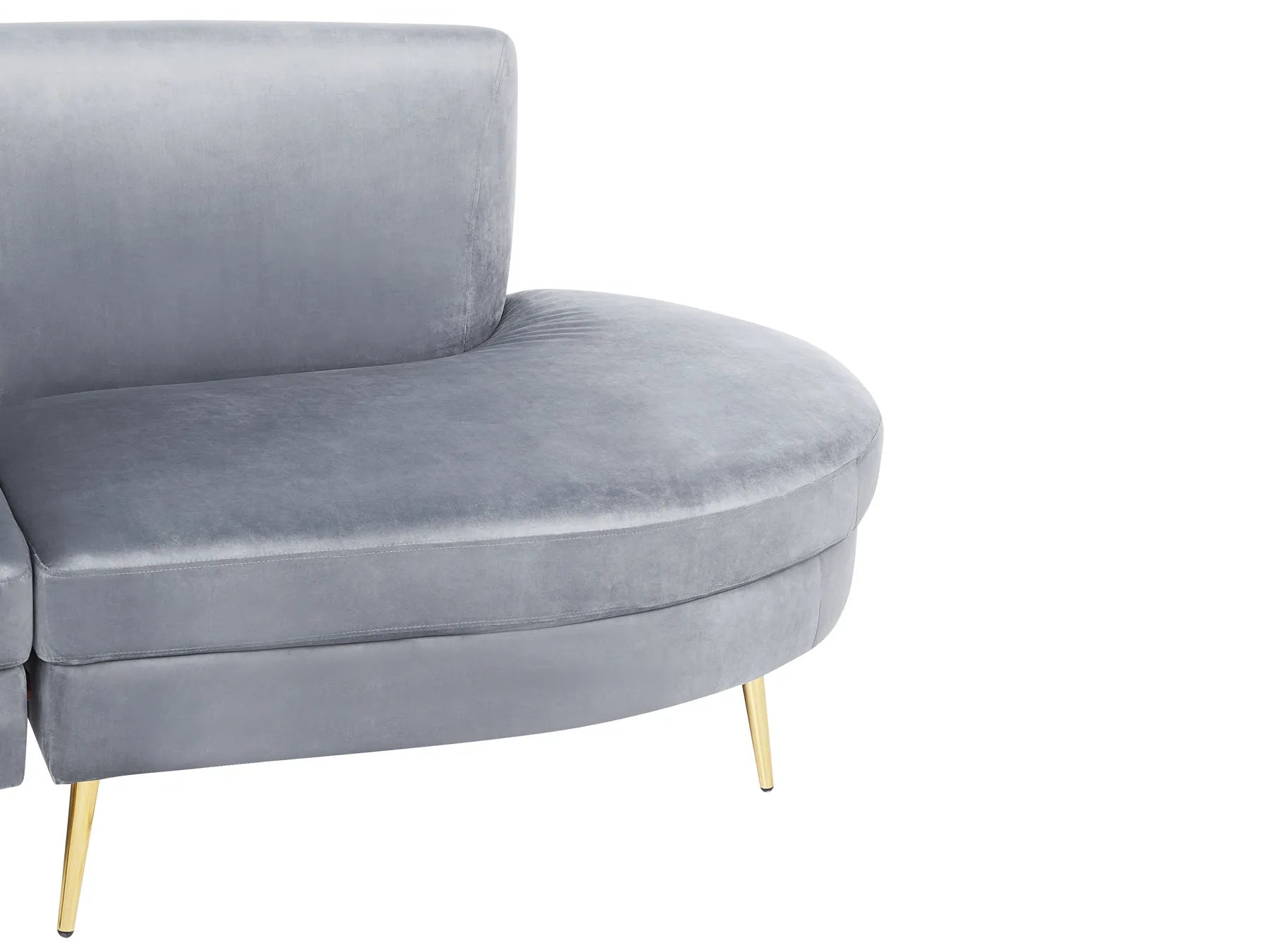 Curved Sofa 4 Seater MOSS Velvet Light Grey