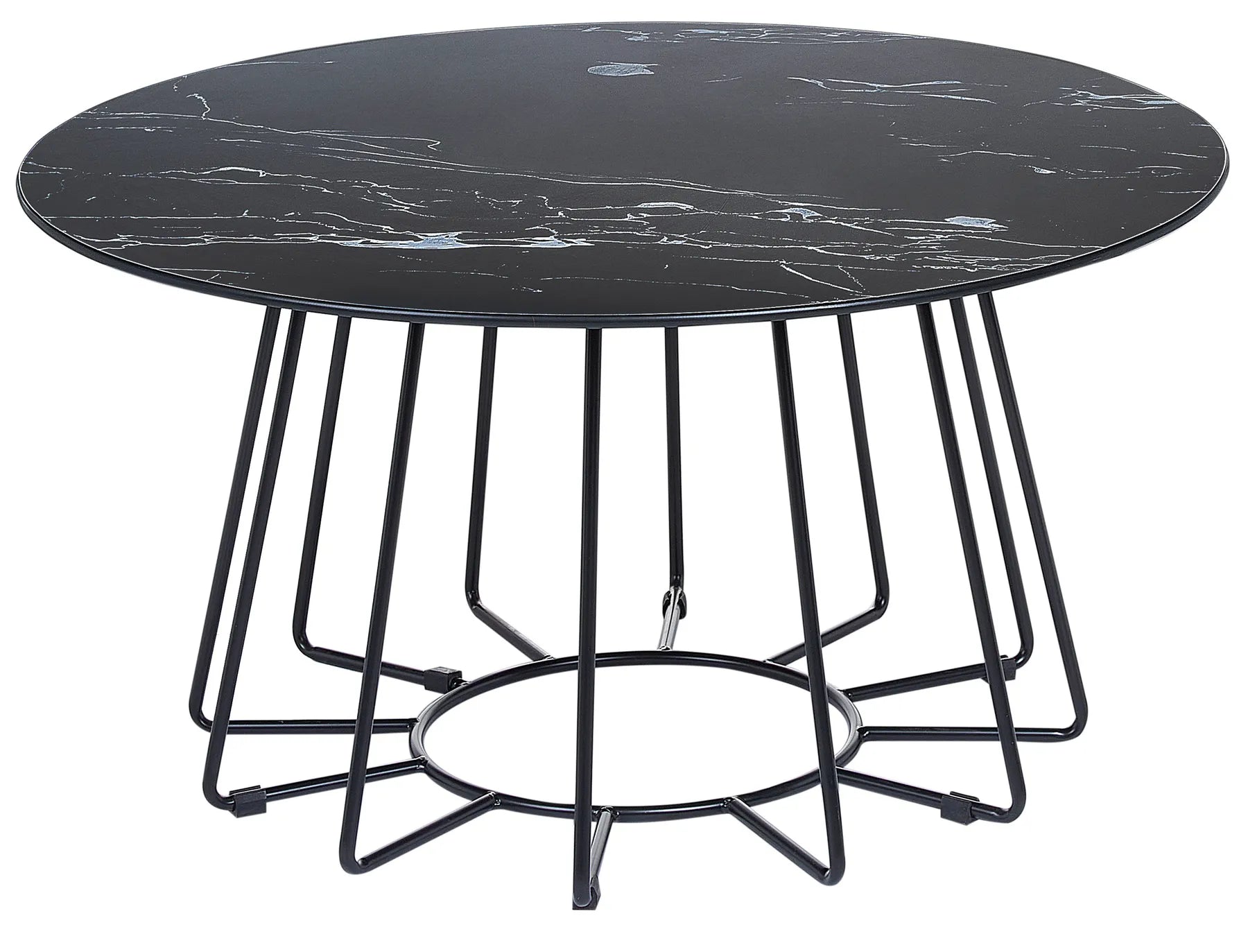 Coffee Table BERNIE Tempered Glass Black Marble