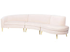Curved Sofa 4 Seater MOSS Velvet Light Beige