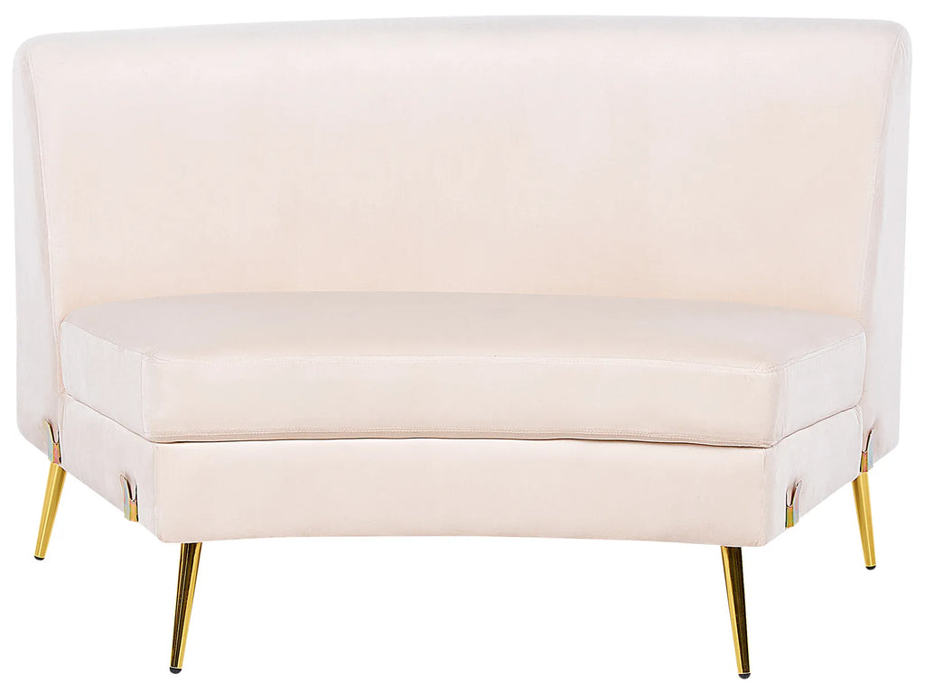Curved Sofa 4 Seater MOSS Velvet Light Beige