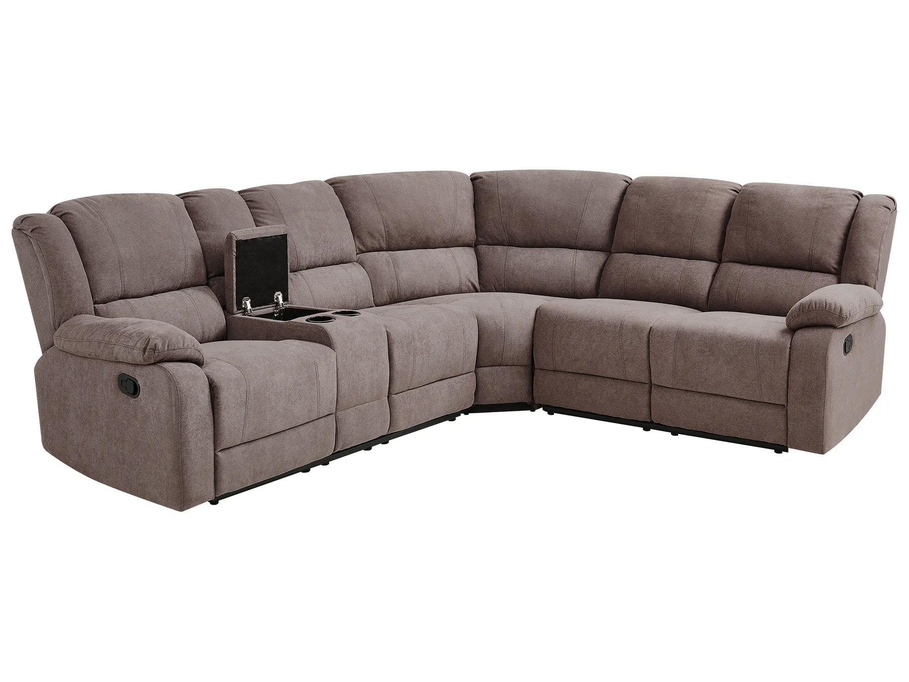 Manual Recliner Corner Sofa 5 Seater ROKKE Fabric Taupe Left Hand