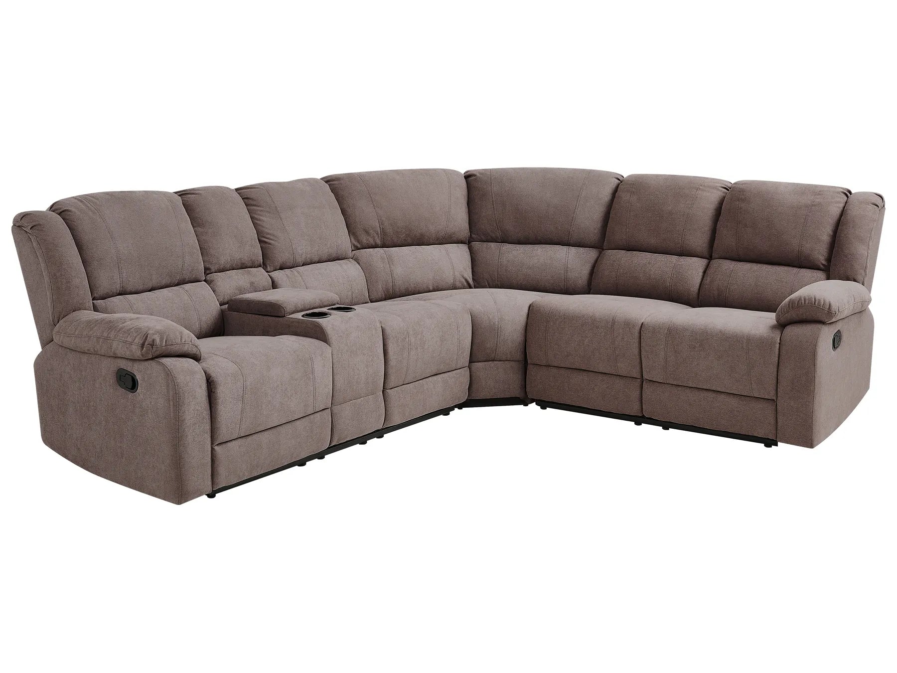 Manual Recliner Corner Sofa 5 Seater ROKKE Fabric Taupe Left Hand