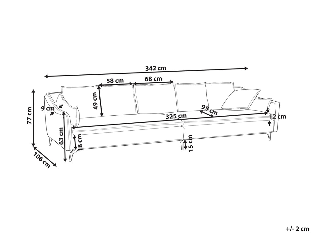 Sofa 4 Seater AURE Velvet Light Grey